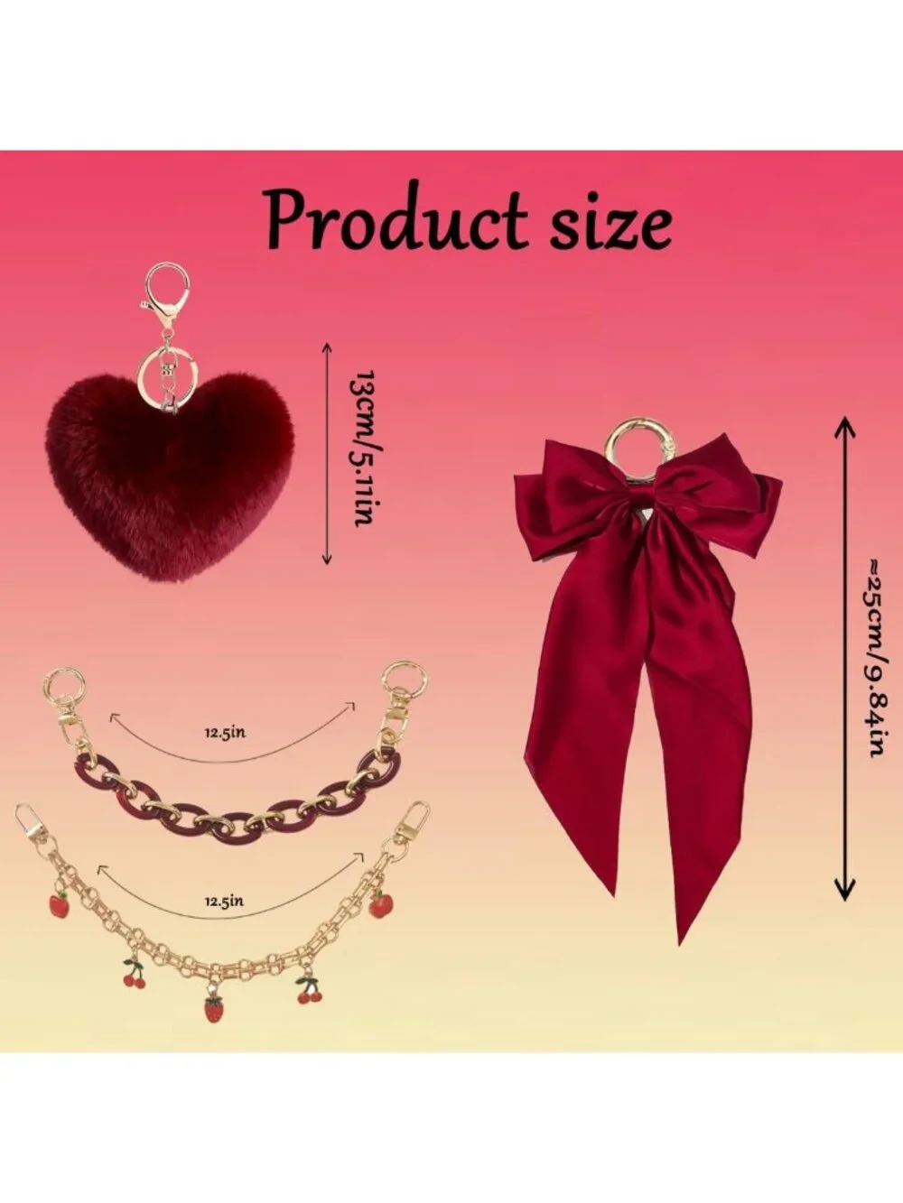 Satin Bow Keychain & Fluffy Ball Bag Charms for Tote & Beach Handbags